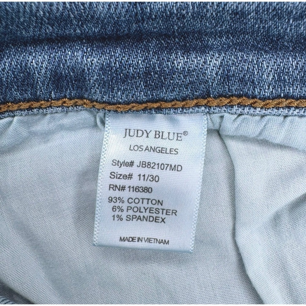 Judy Blue Straight Fit Distressed Released Hem Jeans Blue Womens Size 11/30 Used - Picture 10 of 12
